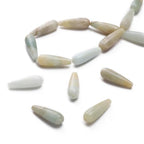 BEADIA Natural Amazonite Teardrop Stone Beads 10x30mm 12pcs Dangle Earring Charm for DIY Jewelry Making - color: Amazonite