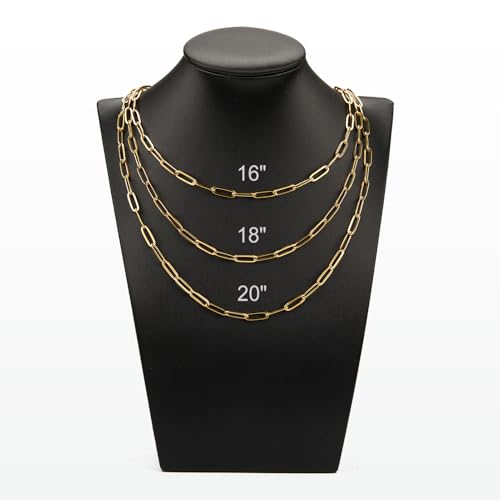 YOUBEIYEE 10pcs Charming Paperclip Necklace Chain Kit Gold Plated Stainless Steel Link Chain Necklace Paper Clip Necklace Bulk - color: Gold, size: 20inch (4x12mm)