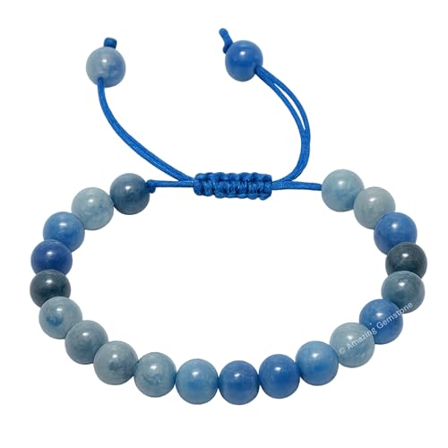 Amazing Gemstone Blue Aventurine Bracelet for Women Men's Gifts - Protection Healing Crystal Bracelet - 8mm Gemstone Beaded Adjustable Bracelet Pulseras Para Hombres Mujer Stocking Stuffers - color: Blue Aventurine