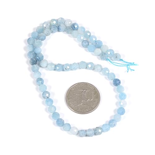 6mm Aquamarine Faceted Gemstone Round Loose Beads Strand 15.5-16" DIY Jewelry Making - color: Aquamarine