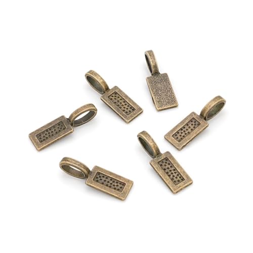 100pcs 21mm Glue On Jewelry Bail Pendant Clasp Antique Bronze 12mm (0.5 Inch) Rectangle Flat Pad Base Bulk for DIY Craft Jewelry Making MC-R4 - color: Antique bronze, size: 21mm (0.83") Rectangle- 100pcs
