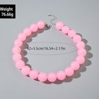 Chunky Acrylic Resin Beaded Necklace for Women Colorful Large Round Choker Adjustable Stack Acrylic Beads Necklace Resin Summer Party Jewelry - style: Pink
