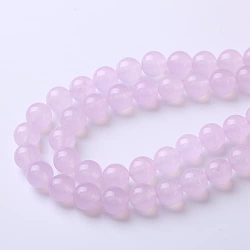 Round Loose Beads Natural Gem Beads Crystal Energy Stone Beads for Jewelry Making 15" (Purple Chalcedony, 8MM) - color: Purple Chalcedony, size: 8mm