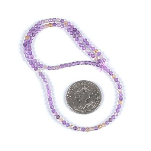 Ametrine 3mm Faceted Gemstone Round Loose Beads Strand 15.5-16" DIY Jewelry Making - color: Ametrine