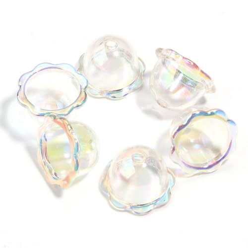 LadayPoa 50Pcs 16 * 23mm Large Trumpet Flower Beads for Jewelry Making Acrylic Aesthetic Bell Floral Bead Caps for Cute Jellyfish Cell Phone Charms Earrings Bag Decorative Chains DIY Crafts(White) - color: White