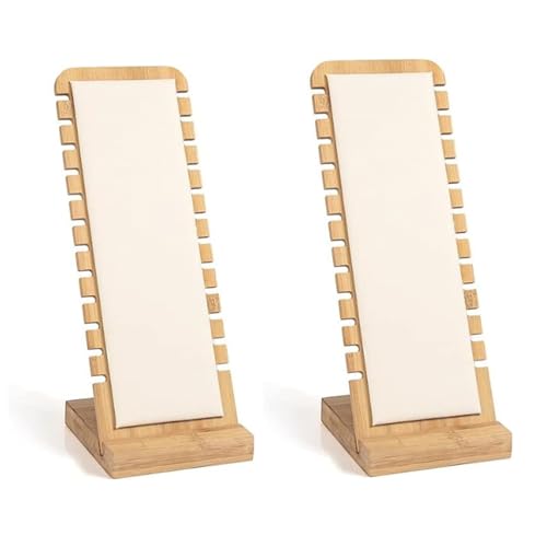 TANG SONG 2PCS Natural Color Bamboo Leather Soft Mat Multiple Necklace Display Stand Necklace Bracelets Chains Organizer Holder for Home (White) - color: Natural-White, size: 2PCS