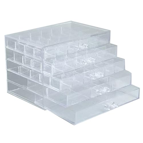 Feadily Acrylic Jewelry Organizer Box, Jewelry Drawer Organizer With 5 Drawers 79 Grids, Clear - color: Clear, size: 79 Grids