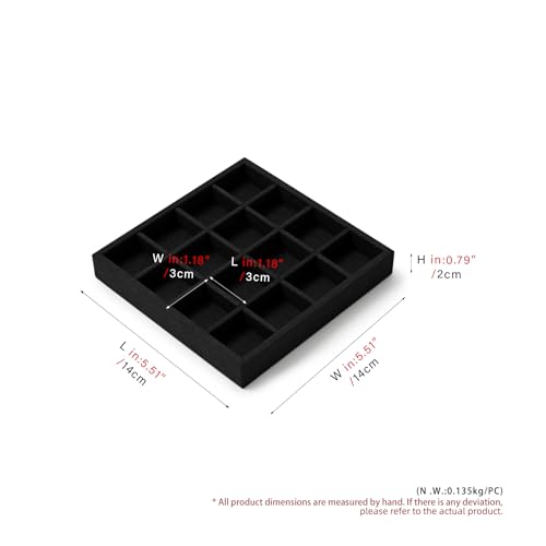 Oirlv Microfiber Stackable 16 Girds Jewelry Tray Multi-Compartment Jewelry Organizer - style: P13715