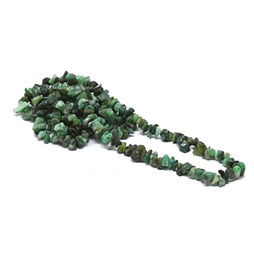 Emerald Pre Drilled Crystal Crushed Chips Beads for Bracelets Making, DIY Handmade Natural Healing Crystals (25 Inch Strand) - color: Emerald