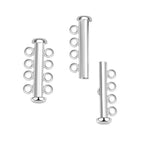 2pcs Adabele Authentic Sterling Silver 4 Strands Multi-Strand Slide Lock Tube Clasp Set Tarnish Resistant for DIY Layering DIY Jewelry Making SS92-4 - color: White Gold/Rhodium Plated Sterling Silver, size: 4-Strand Clasp - 2pcs