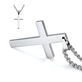 Cross Necklace for Men Silver Premium Alloy Solid Color Cross Pendant Necklace for Men Women Teens - color: Silver-20inch