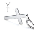 Cross Necklace for Men Silver Premium Alloy Solid Color Cross Pendant Necklace for Men Women Teens - color: Silver-20inch