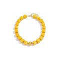 Mchic Colorful Beaded Choker Necklace for Women: Boho Large Square Acrylic Beaded Necklace Stainless Steel Adjustable Surfer Beach Strand Necklaces Summer Handmade Jewelry Gift for Women - color: Yellow