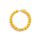 Mchic Colorful Beaded Choker Necklace for Women: Boho Large Square Acrylic Beaded Necklace Stainless Steel Adjustable Surfer Beach Strand Necklaces Summer Handmade Jewelry Gift for Women - color: Yellow