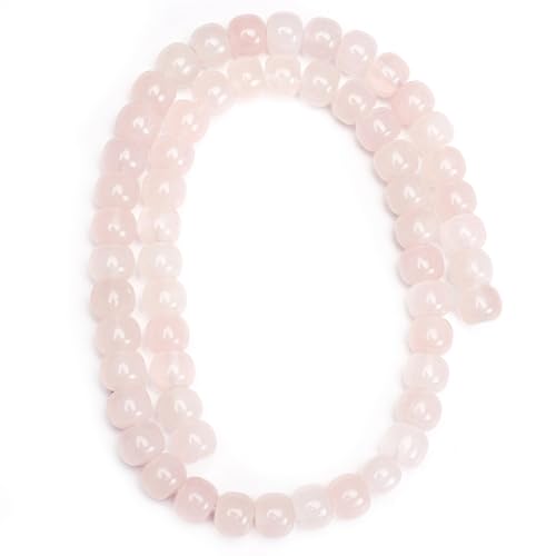 BEADIA Natural Rose Quartz Flat Cut Round Drum Stone 8mmx7mm Loose Semi Gemstone Beads for Jewelry Making 38cm - color: Rose Quartz