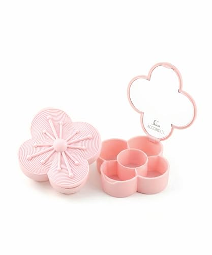 Bloom Charm Travel Pill Organizer, 5 Compartments with Mirror, Easy-Open Lock, Cute Compact Pill Box for Purse, BPA-Free Vitamin Case and Small Jewelry Storage, Blush Pink - color: Blush Pink