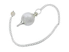 Amazing Gemstone Clear Quartz Crystal Ball Pendulum for Divination - Dowsing Pendulum Necklace with Chain and Quartz Bead for Reiki Healing and Crystal Grid Meditation - color: Clear Quartz