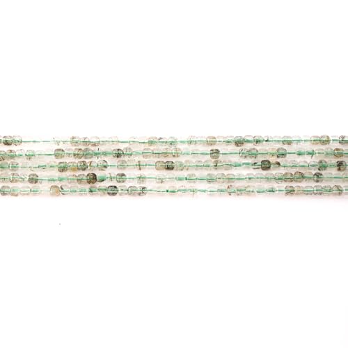Faceted Natural Green Phantom Quartz 2-3mm Cube Square Loose Beads Gemstone Small Loose Beads Healing Crystal Energy Stone for DIY Jewelry Making 15" - color: Green Phantom Quartz