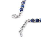 Ganbatte Handmade Beaded Bracelet, Natural Stone and Silver Stainless Steel, Boho Style Women's Jewelry - color: Lapis Lazuli