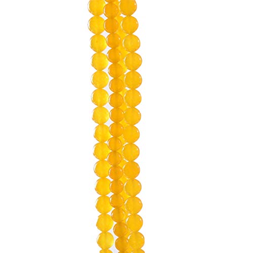 RayLineDo® 48Pcs 8mm Natural Yellow Jade Stone Round Beads Loose Beads Wholesale for Jewelry Making - color: Yellow Jade, size: 8mm