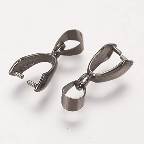 Fashewelry 200pcs Brass Pendant Pinch Bails Gunmetal 8x5mm Inner Diameter Dangle Charm Clasp Clip for Top Drilled Bead Necklace Earring Jewelry Making Pin:0.9MM - color: Gunmetal
