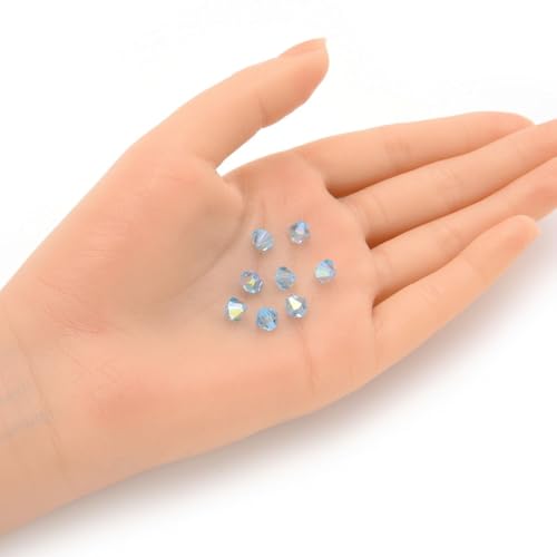 50pcs Authentic Preciosa 6mm Faceted Bicone Crystal Loose Beads Aquamarine AB (Blue) Compatible with Swarovski Elements Crystals for Craft Jewelry Making Pre-B661 - color: Aquamarine AB, size: 6mm (0.24 inch) - 50pcs