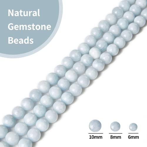 45pcs 8mm Natural Aquamarine Beads Gemstone Beads Round Loose Beads for Jewelry Making - color: Aquamarine, size: 8mm