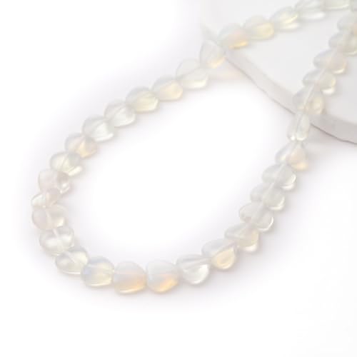10mm Natural Opal Stone Beads Heart Shape DIY Loose Gemstone Energy Healing Crystal Charms for Jewelry Making Handmade - color: Opal