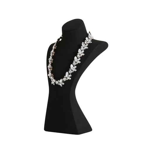 GemeShou Black necklace storage hanger stand jewelry organizer, Velvet jewelry stand necklace holder, jewelry mannequin bust for necklaces, jewelry bust display stands【Black-Large height 12 inch】 - color: Black, size: Large
