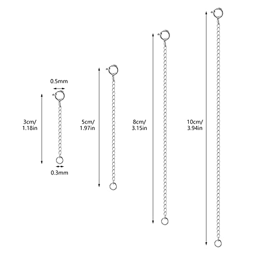 Necklace Extender, 4Pcs 925 Sterling Silver Necklace Extenders Chain Bracelet Anklet Extension for Women Multiple Necklaces Jewelry (1”, 2”, 3”, 4”) - color: Silvery