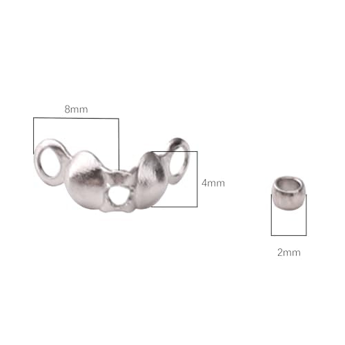 304 Stainless Steel Crimp Beads 2.0mm and End Caps 4x8mm Set 200pcs for Jewelry DIY Making and Repairing - color: Crimp Beads and End Caps Set, size: 2.0mm and 4x8mm