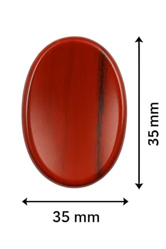 Red Jasper Worry Stone – Natural Thumb Stone for Anxiety Relief, Root Chakra Healing, Meditation, Stress Relief & Pocket Grounding Crystal – Hand-Polished Palm Stone - color: Red Jespar