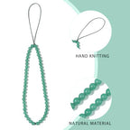 Semi-Precious Gem Stones Beaded Phone Charm Cell Phone Lanyard Wrist Strap Handmade Natural Gemstone Phone Chain string - color: Green Aventurine