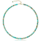 AGOT Beaded Gemstone Necklace for Women: Boho Bead Choker Natural Stone Necklaces - Handmade Jewelry for Summer Beach - color: Green1