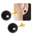 Jade Green Stud Earrings, Natural Round Beaded Agate Emerald Garnet Obsidian Gemstone Ear Studs Ball Jade Jewelry Gift, Green 8mm - color: black-8mm