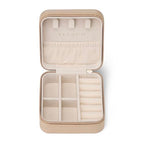 VLANDO Small Travel Jewelry Box Organizer Display Case for Girls Women Gift Rings Earrings Necklaces Storage, Latte - color: Latte
