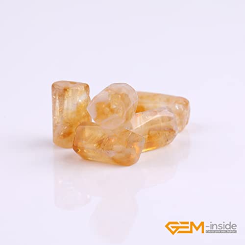 GEM-Inside 27Pcs 8x12mm Natural Yellow Citrine Quartz Crystal Faceted Freeform Tube Column Chakra Beads for Jewelry Making Full 15" Strand Power Energy Healing - color: Yellow Citrine