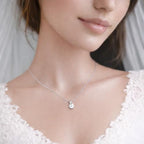 Mariell Cubic Zirconia Crystal Pendant Necklace for Women, 2 Carat 8mm CZ, for Brides, Wedding, Mother's Day Jewelry Gift - color: Silver