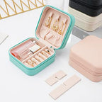 Neveika Portable Travel Mini Jewelry Box Leather Jewellery Ring Organizer Case Storage Gift Box Girls Women (blue). - color: blue