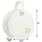 Travel Jewelry Case, Elegant Half-Moon Design with Golden Accents, Detachable Handle, White Personalized Accessory Organizer, Fashion-Forward Gift for Women and Teens(D) - style: D