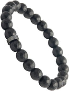 Forge & Foundry Faceted Matte Black Onyx Stone Beaded Bracelet | Custom Signature Stainless Steel Bead | ‘Pindar’ | 8mm and 10mm Bead Desgins | Refined Hand-Crafted Jewelry - color: 8mm Black, size: Medium