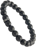 Forge & Foundry Faceted Matte Black Onyx Stone Beaded Bracelet | Custom Signature Stainless Steel Bead | ‘Pindar’ | 8mm and 10mm Bead Desgins | Refined Hand-Crafted Jewelry - color: 8mm Black, size: Large