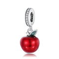 925 Sterling Silver Charms for Bracelets Gold Love and Heart Charms Cherry Blossom Dangle Beads Jewelry for Women - color: Apple