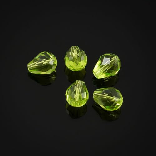 24pcs Adabele Austrian 8mm Faceted Teardrop Loose Crystal Beads Light Olivine Green Compatible with 5500 Swarovski Crystals Preciosa SST-817 - color: Light Olivine Green, size: 8mm x 6mm - 24pcs