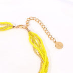 Coiris Shell Pendant Statement Strand Necklace for Women Boho Multi Beads Natural Stone Colorful Necklace Bohemian Handmade Chunky Shell Beaded Collar Jewelry for Women - color: Yellow