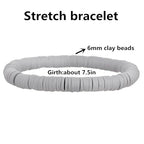 12pcs Friendship Bracelets Beaded Bracelets Heishi Bracelet Cute Bracelets Stack Vinyl Clay Disc Bead Surfer Stretch Summer Beach Bracelets For Women Preppy Bracelets - color: E-2 color