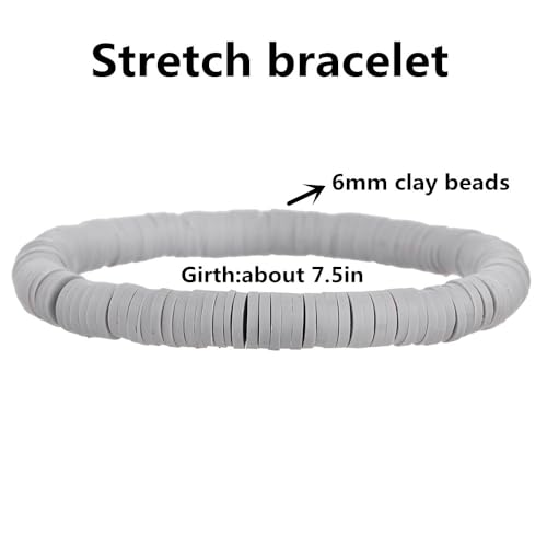 12pcs Friendship Bracelets Beaded Bracelets Heishi Bracelet Cute Bracelets Stack Vinyl Clay Disc Bead Surfer Stretch Summer Beach Bracelets For Women Preppy Bracelets - color: E-2 color