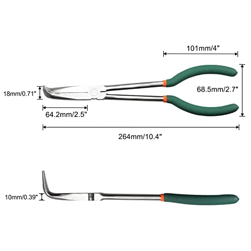 SPEEDWOX Long Reach Bent Nose Pliers 10 Inches 90 Degree Intermeshed Teeth Precision Fine Pliers for Hard to Reach Narrow Spaces High Leverage Reduce Efforts Non-slip Handle - style: 90°Bent Nose Pliers
