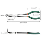 SPEEDWOX Long Reach Bent Nose Pliers 10 Inches 90 Degree Intermeshed Teeth Precision Fine Pliers for Hard to Reach Narrow Spaces High Leverage Reduce Efforts Non-slip Handle - style: 90°Bent Nose Pliers