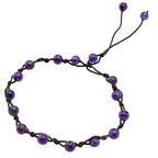 Amazing Gemstone Crystal Anklet Ankle Bracelets for Women - Waterproof Beaded Healing Crystal Anklets, Plus Size Chakra Gemstone Bead Anklet - color: Amethyst, style: Hand Knotted